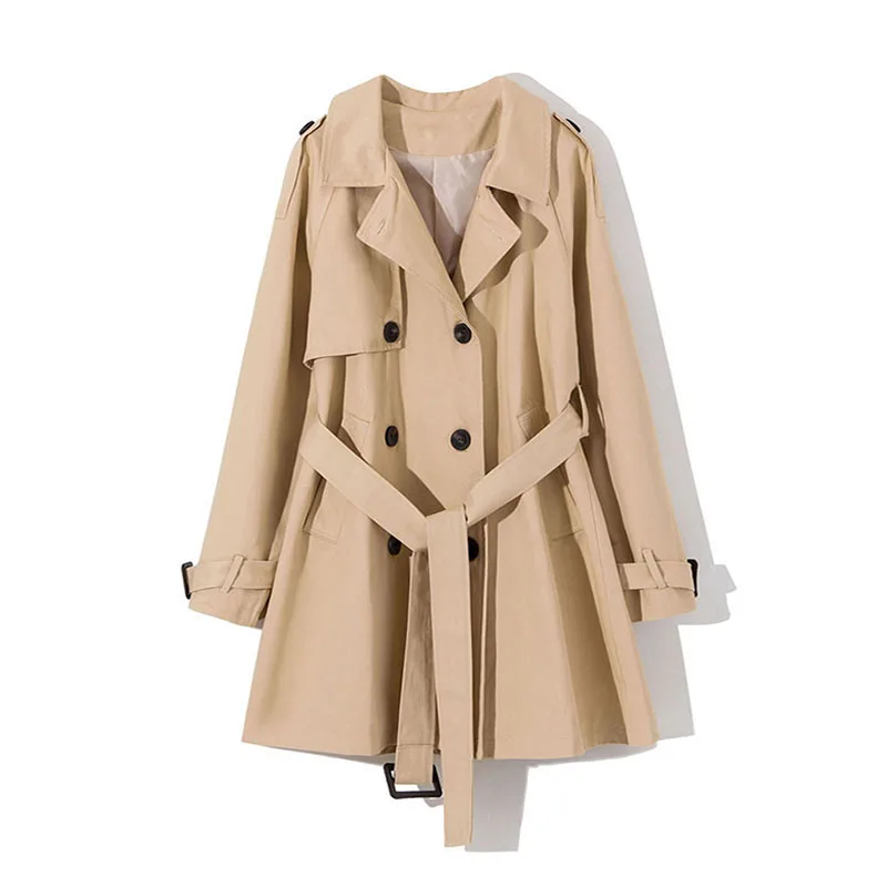 Autumn Fashion Safari Style Casual Women's Coat Double Breasted Pocket Sashes Women Trench Coat Medium-long Trench