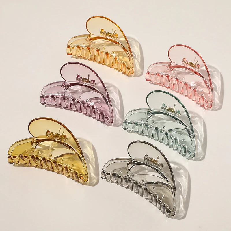 

Big Size Transparent Crab Clamp Hairpin Geometric Hair Claw Love Heart Hair Clip