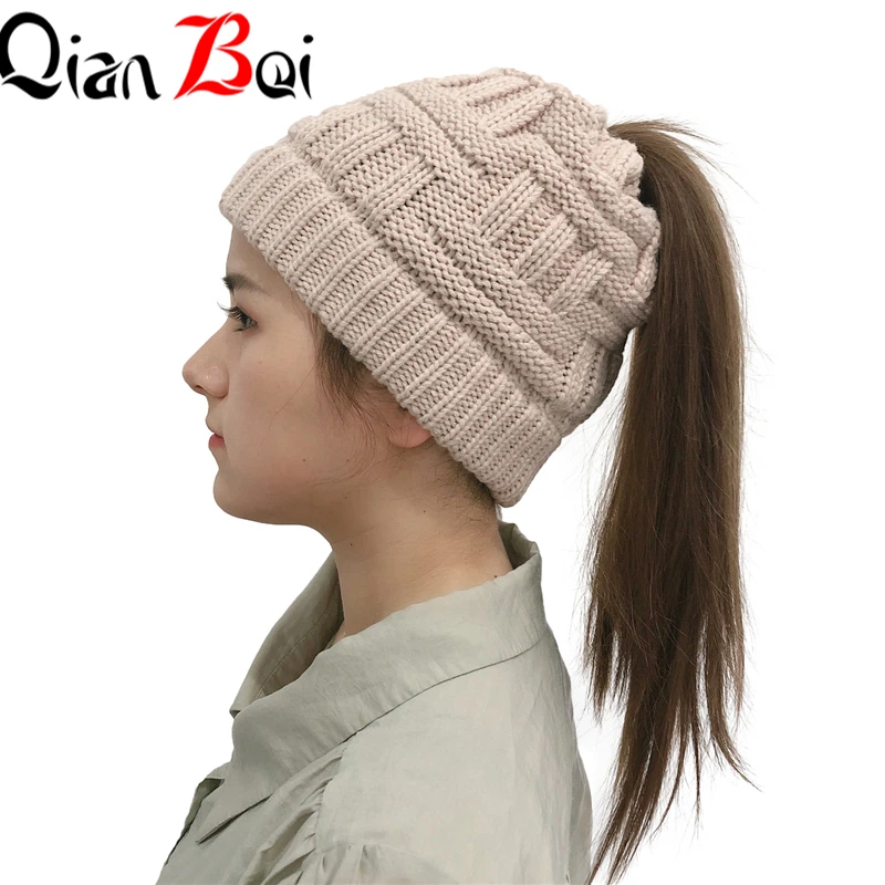 QianBei,, 6 шт./партия, женские тянущиеся вязанные крючком шапки, зимние шапки для женщин, шапки, теплые женские шапки