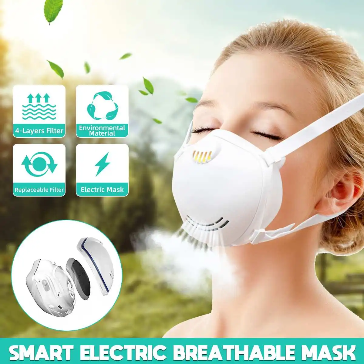 

Fresh Air Supply Smart Electric Face Mask Air Purifying N95 Anti Dust Pollution MaskSmart Electric Face Mask Air Purify Respirat