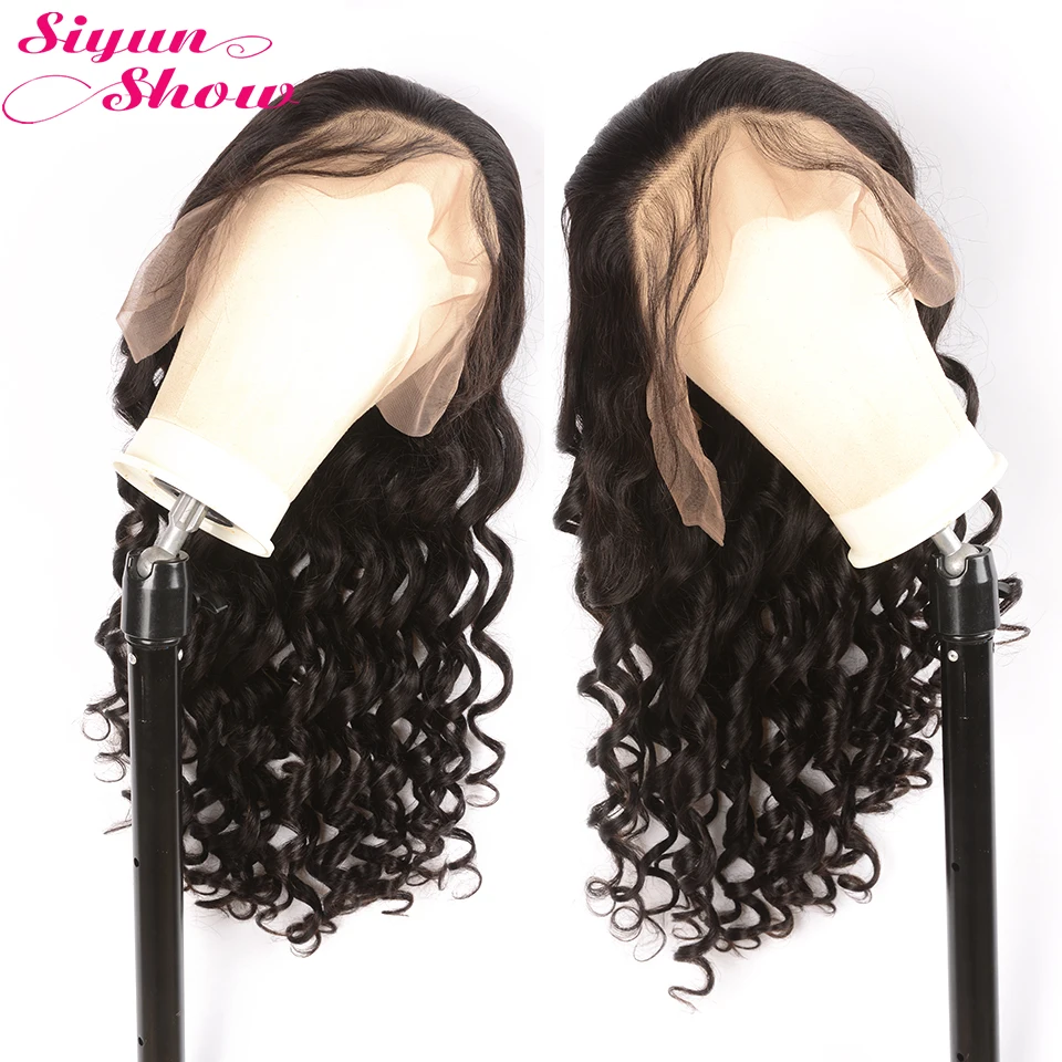 Siyun шоу свободная волна парик бразильские волнистые волосы парики 13 × 4/13 × 6 кружева передние человеческие волосы парики с детскими волосами Natrual для черных женщин