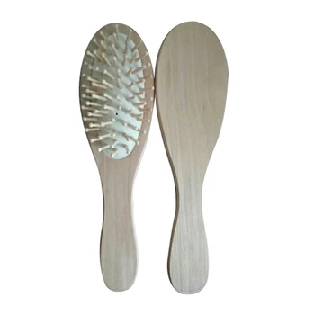 

Oval Pad Bristles Wooden Handle Hair Scalp Massage Comb