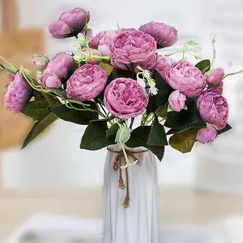 

5 Heads Artificial Flowers Bride Bouquet Fake Rose bouquet flores For Wedding Home Party Decoration