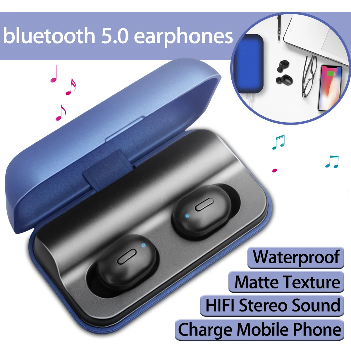 Bluetooth 5,0 наушники гарнитура TWS беспроводные наушники 3D стерео Спорт гарнитура с микрофоном наушники водонепроницаемый зарядный ящик