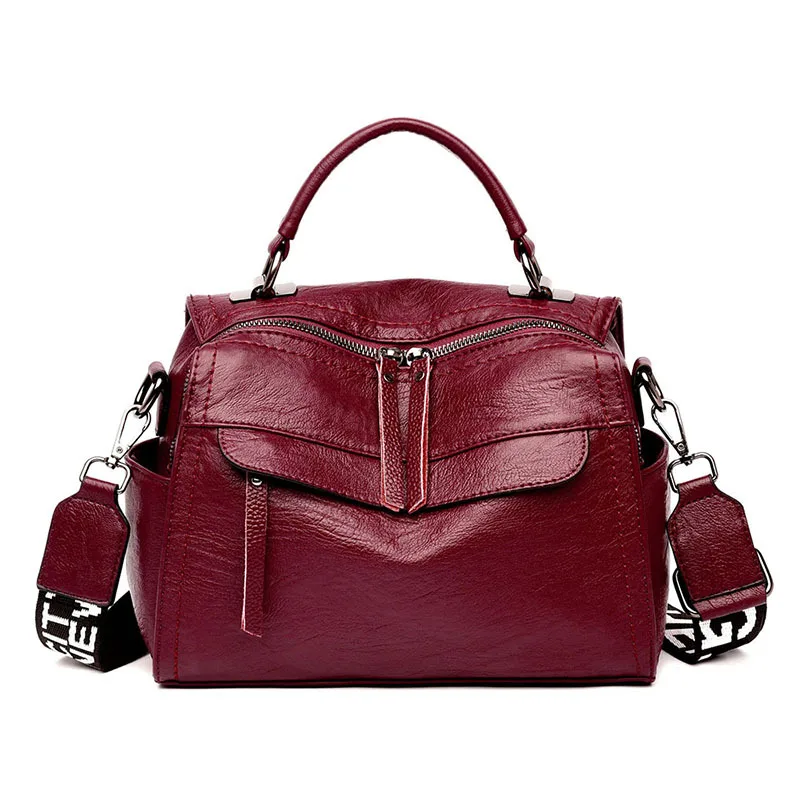 

2019 New Wide Shoulder Strap Fashion Trend Single Shoulder Messenger Ladies Simple Boston Bag Women Handbags Totes Designer