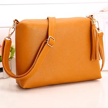 

Solid Color Satchels PU Leather Messenge Bag Women Crossbody Bag Tassel Zipper Small Bags Women Shoulder Bag