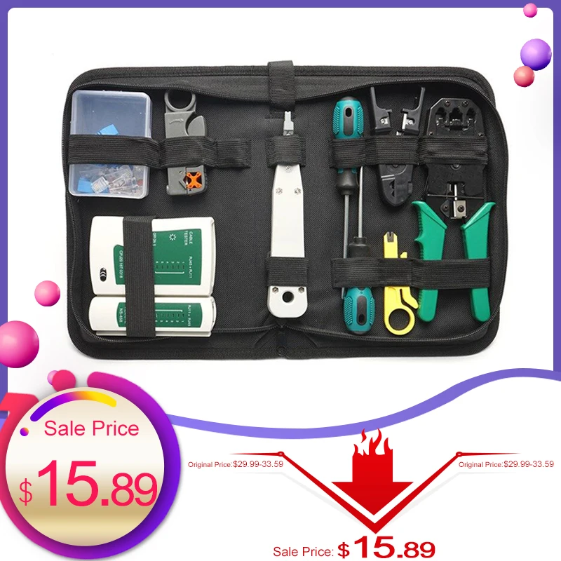 13 шт./комплект набор инструментов для ремонта сети RJ45 RJ11 RJ12 Cat5 тестер сетевого