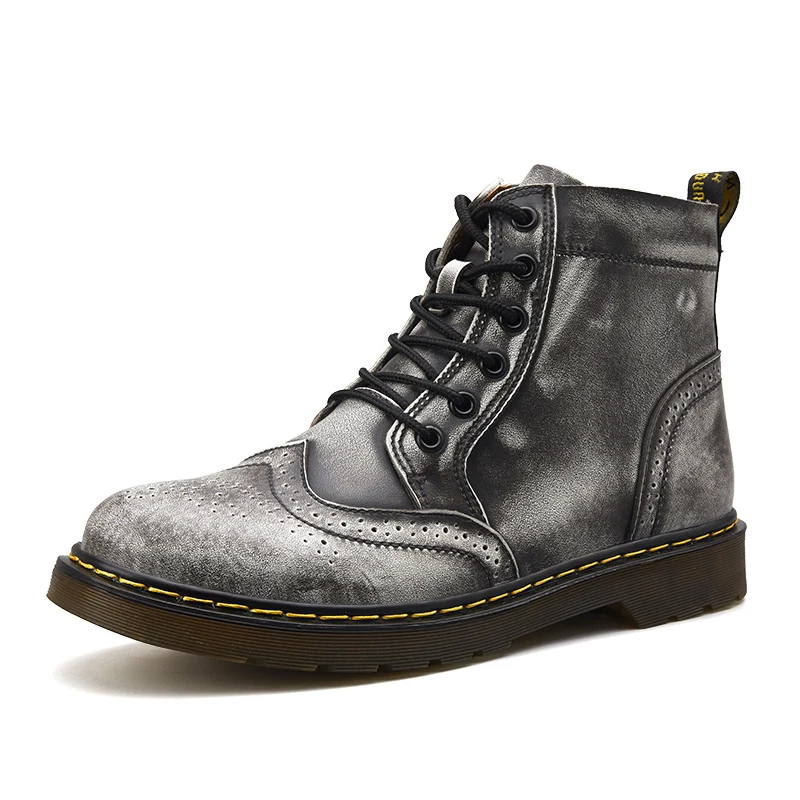 

Boots Men Boots Leather Ankle Lace up Bullock boots Outdoor work high quality fashion shoes