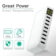 8 портов USB зарядное устройство 5V8A светодиодный дисплей в режиме реального времени Зарядка для iPhone iPad Mini samsung huawei Pixel DV AC адаптер питания быстрое зарядное устройство
