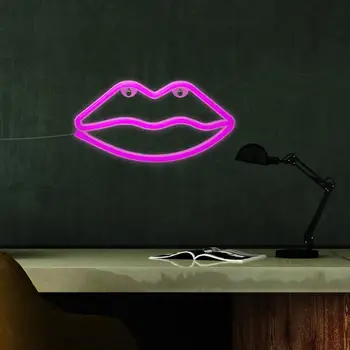 

LED Lip Shaped Night Lights Battery Powered Eco-Friendly PVC Neon High Transmittance Lights for Party Room Decorations