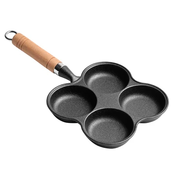 

4 Cups For Eggs Cooker Frying Pan Non Stick Breakfast Maker Omelet Pancake Healthy Cast Iron Thickened Long Handle Steak