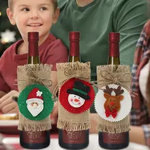 3 шт рождественские винные бутылки крышка сумки крышка для бутылки с красным вином шампанского бутылки мешок для рождественские украшения для обеденного стола