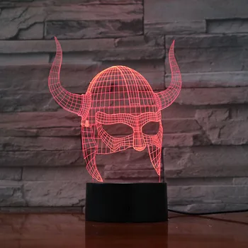 

Art Decoration 3D Led Lamp Viking Helmets Visual Effect Color Changing with Remote Best Decoration Night Light Lamp Dropshipping