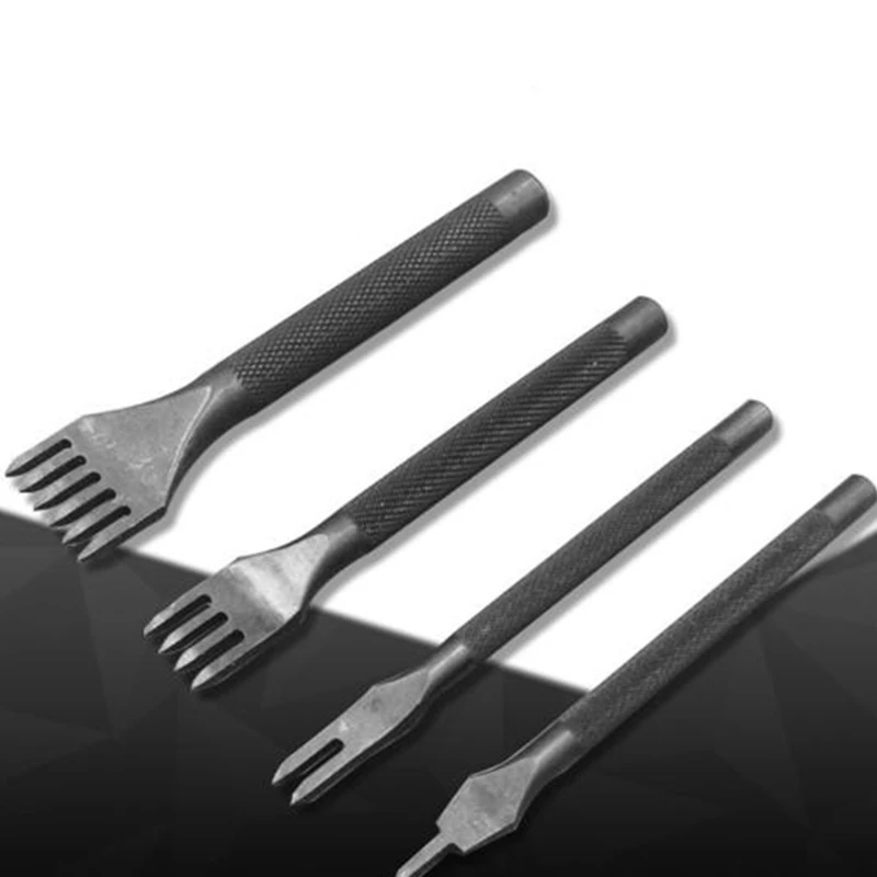 4 шт. 1+ 2+ 4+ 6 зубцов инструменты для рукоделия из кожи дыроколы для шнуровки для сшивания рабочее долото ручной работы швейный кожаный инструмент 5 мм