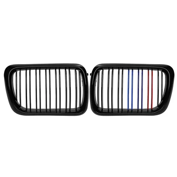

Pair Front Kidney Grilles Glossy Black M-Color Dual Slat For BMW E36 1997 1998 1999 Car Racing Grills