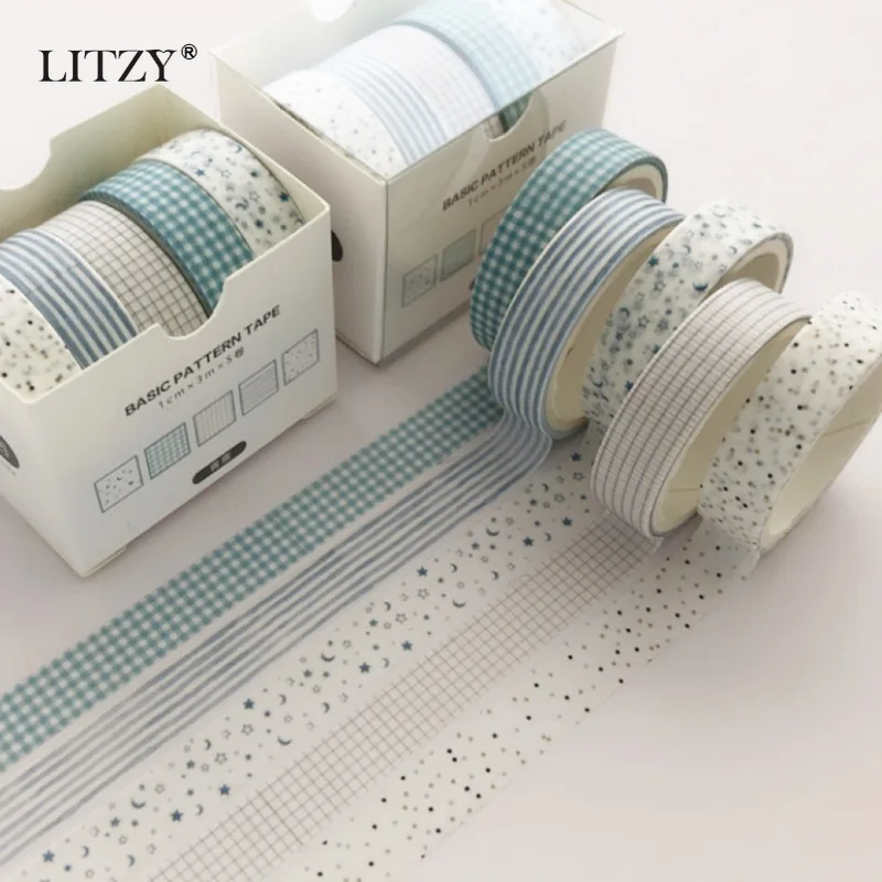 

5Pcs/box Japanese Washi Tape Set DIY Decoration Scrapbooking Planner Paper Wide Adhesive Masking Tape Label Sticker Stationery