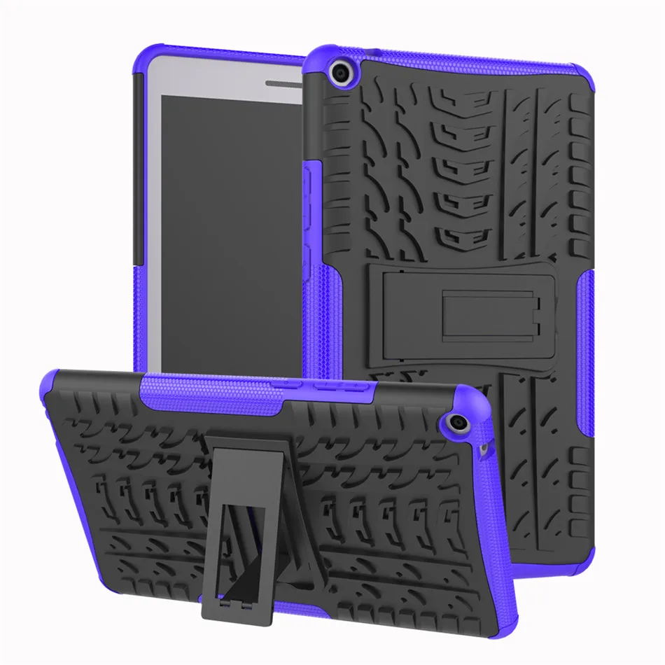Фиолетовый Case For Huawei MediaPad T3 8.0 KOB-L09 KOB-W09 Heavy Duty 2 in 1 Hybrid TPU+PC Rugged Durable Honor Play Pad 2 Stand Shell+Pen - Цвет: Фиолетовый