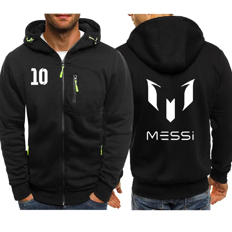Модная Толстовка Messi 10 куртка с принтом для мужчин Уличная Флисовая теплая молния с капюшоном повседневные толстовки Хип Хоп harajuku спортивный костюм - Цвет: 01