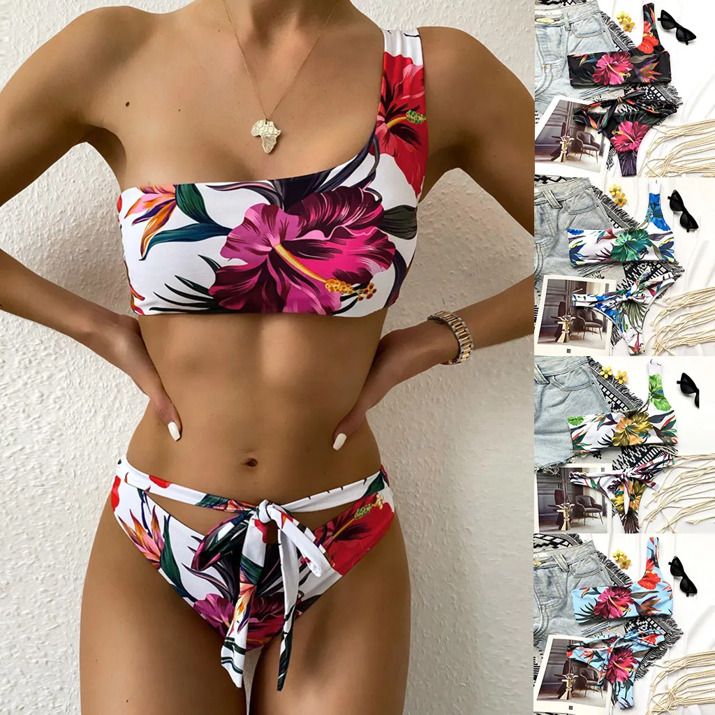

Women's Bikini Solid Set Swimsuit Two Piece Filled Bra Swimwear Beachwear