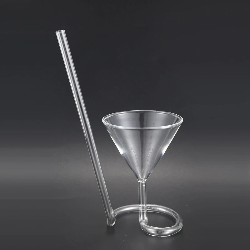 Creative Screw Spiral Straw Molecular Cocktail Glass Bar Party Wine Glass Martini Champagne Glass Wine Glass Charm