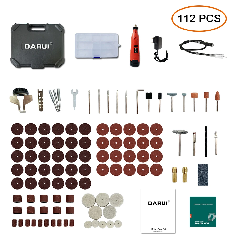 112Pcs Electric Grinder Set Rechargeable Drill Grinding Machine Rotary Tool Kit Engraving Tools Handheld Polishing Machine