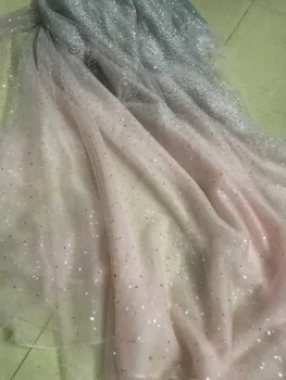 

yaking-12.6811 beaded glued glitter sequins lace fabric Hot selling African French net tulle Lace Fabric for party