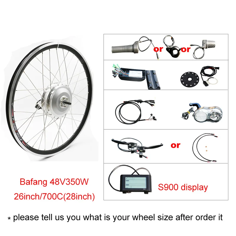 BAFANG 36V 250 W-500 W Мотор колесо для электрического велосипеда комплект без ступицы батареи мотор e велосипед электровелосипед велосипед электрический велосипед конверсионный комплект - Цвет: 48V 350W S900