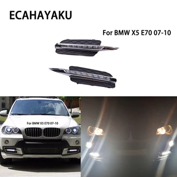 

ECAHAYAKU 1Pair DRL For BMW X5 E70 2007 2008 2009 2010 Daytime Running Lights Daylight Car auto LED Fog Head Lamp Light Cover