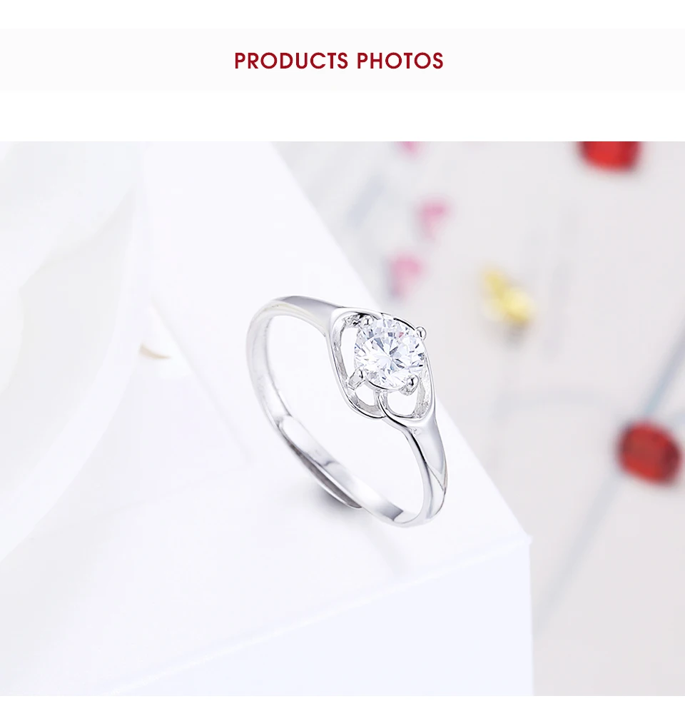 SILVERHOO 925 Sterling Silver Ring Adjustable Square CZ Female Rings Christmas New Year Present For Friend Hot Selling Jewelry