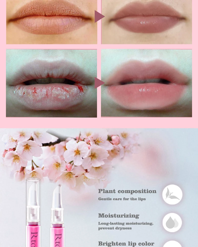 Lip Fine Lines Essence Moisturizing Cherry Blossom Lip Serum Mask Dry Crack Peeling Repair Reduce Beauty Care