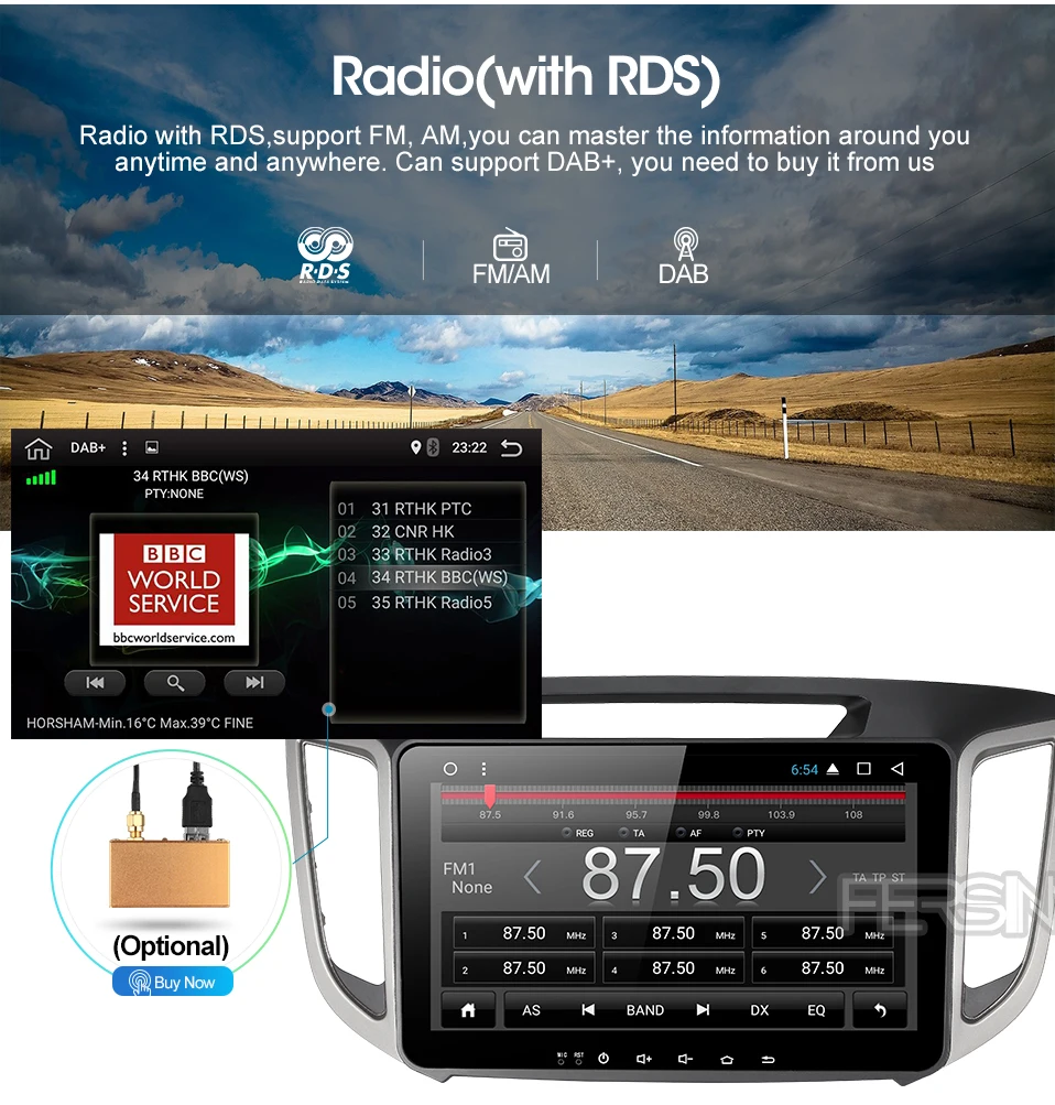 Perfect Fersinny CIX251060 2G android 9.0 car navigation dvd player 1024*600 For HYUNDAI IX25 CRETA  gps stereo car multimedia player 8