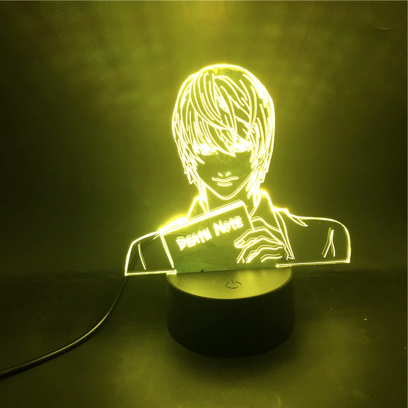 Yagami – Lâmpada noturna de LED de acrílico, presente de anime, nota de  morte, para decoração de quarto infantil, luz noturna