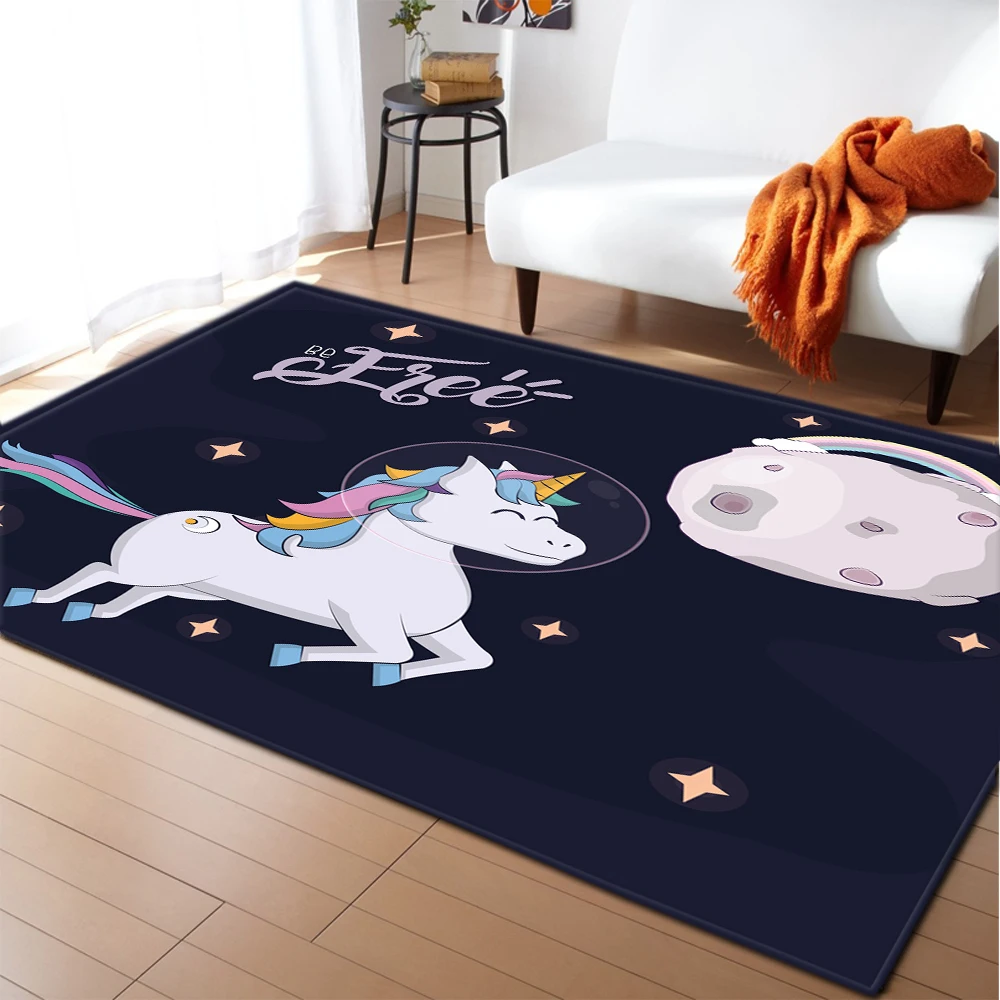 Cartoon Anti-slip Area Rug Kids Game Play Flannel Carpets Unicorn Girls Room Floor Baby Crawling Rugs Mat Carpet for Living Room