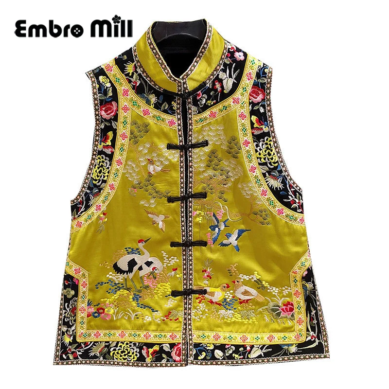 

Birds Paying Homage To The Phoenix Embroidery Chinese Style High End Women's Retro Vest Coat M-3XL