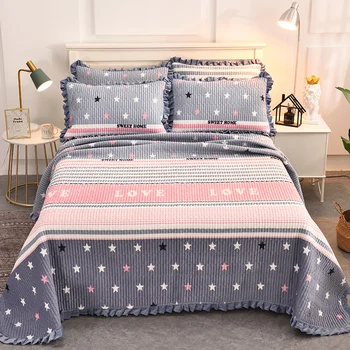 

Winter Warm AB Surface Ruffles Quilted Bedspread Bed Cover Sheet Coverlet Home Textile Bedding not include Pillowcase 200x230cm