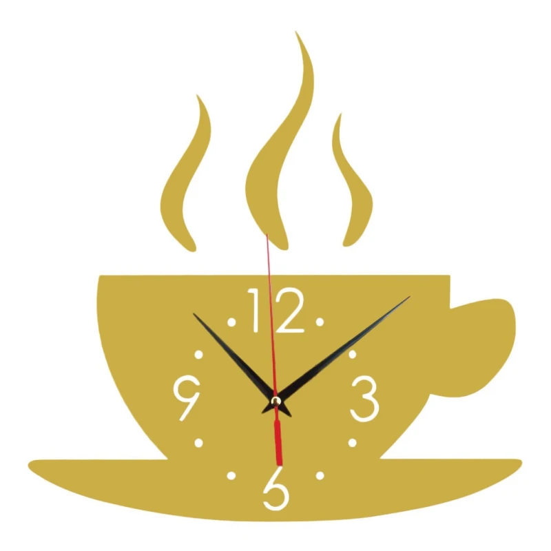 3D стикер на стену хрустальные настенные часы зеркальные наклейки на стену с изображением чашечки кофе часы домашний декор