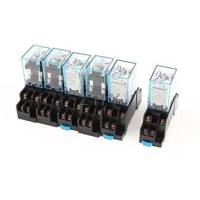 

6 x AC 220V-240V Coil 8Pin DPDT 35mm DIN Rail Mount General Power Relay + Socket