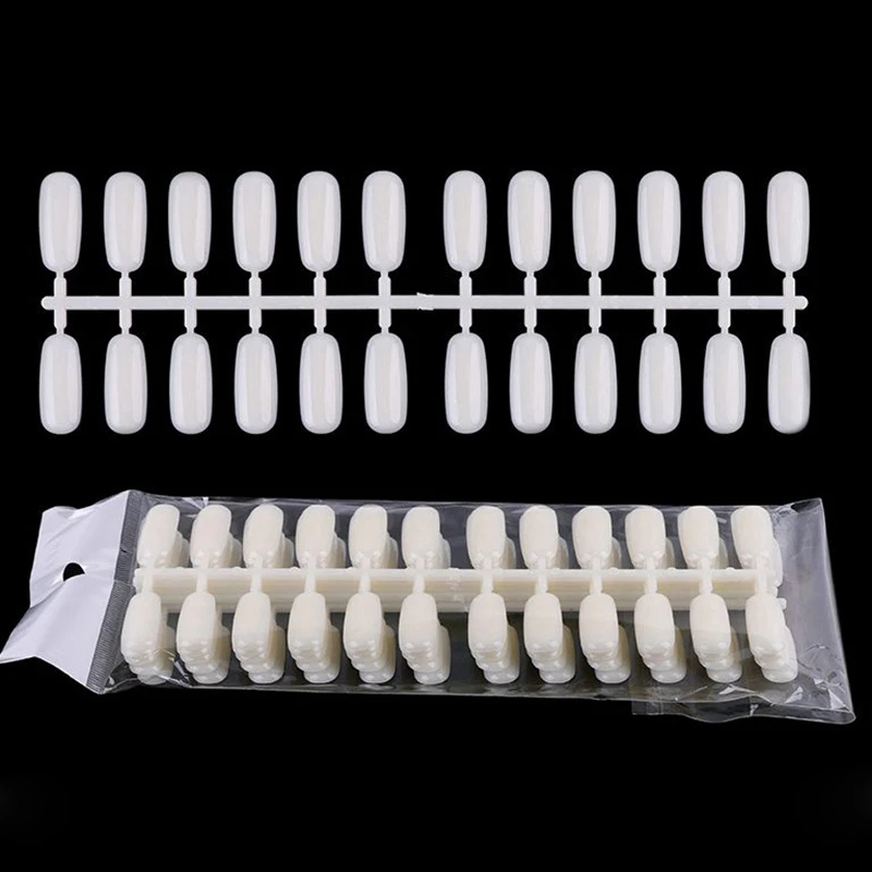 

120pcs False Nail Tips Flat Solid Color Fake Nail Art Tips UV Gel Polish Sticker Decoration Practice Display Stick Salon Tools