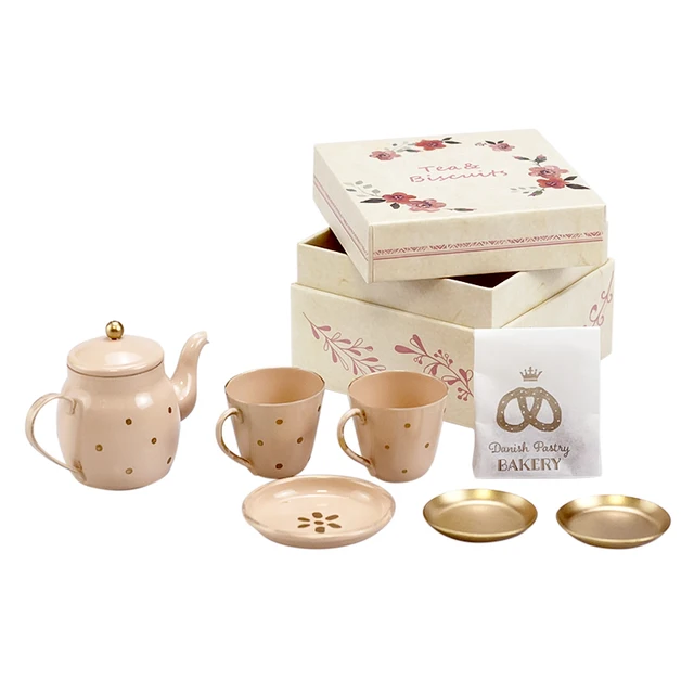 Aizulhomey LOL Blyth Doll Accessories 1/6 Iron Coffee Table Kitchen Chair Dollhouse Furniture Toys Bjd Play House Gifts for Kids Pink kettle set