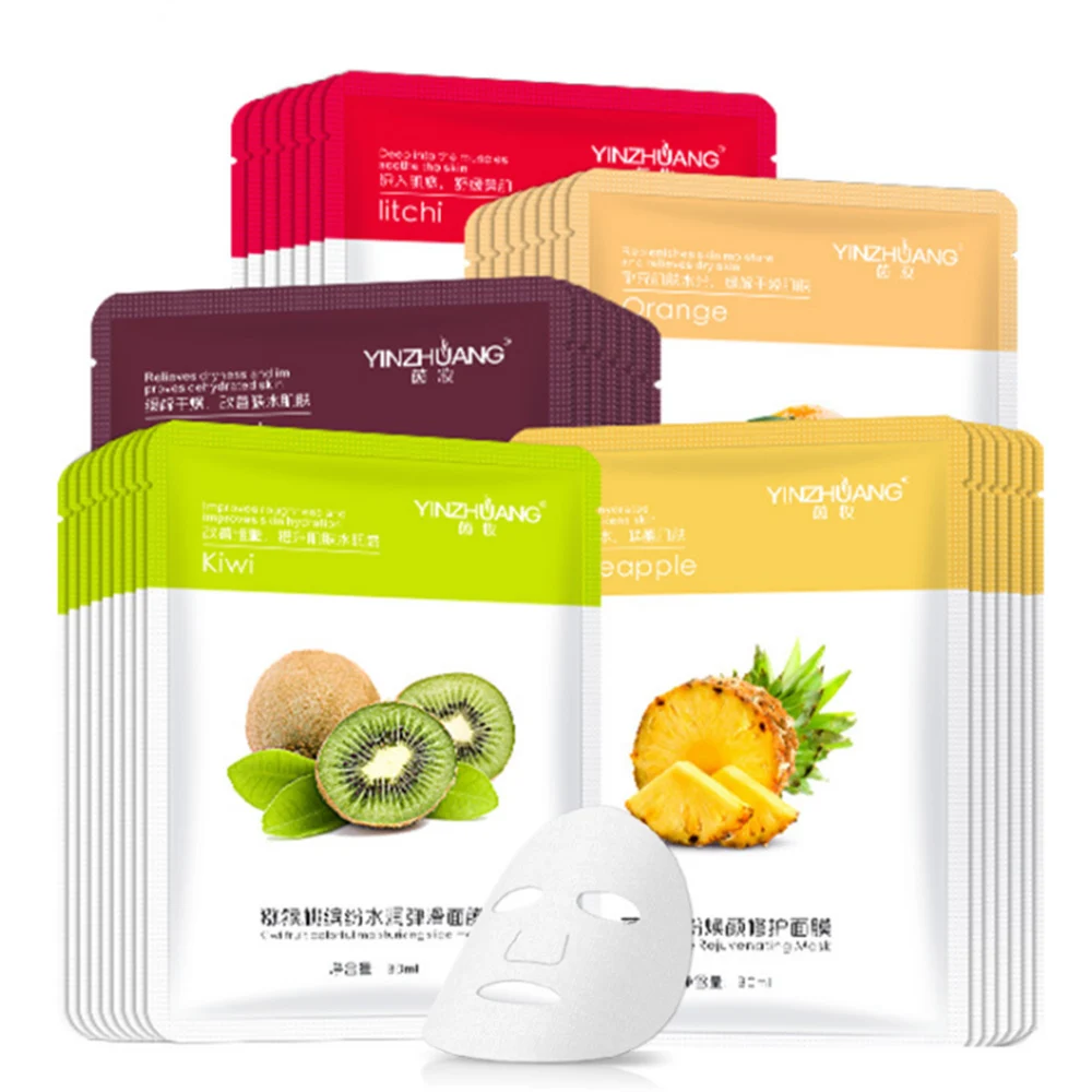 

Skin Care Five Fruit Facial Mask Coconut Kiwi Pineapple Fruit Sheet Mask Face Mask Moisturizing whitening Anti-aging Skin Care