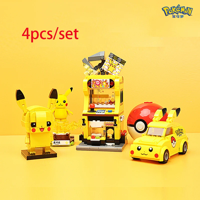 

4pcs/set Cartoon Anime Pokemon Pikachu Building Blocks Bricks Sets Movie Dolls Kids Toys For Children Christmas Gift