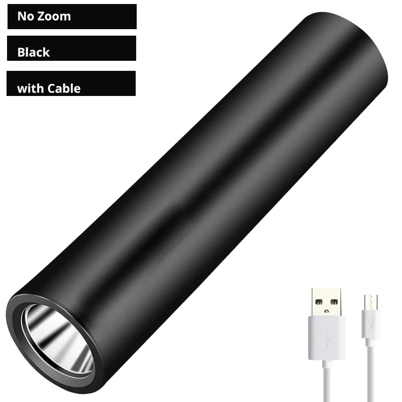 600 мАч USB Перезаряжаемый Мини светодиодный фонарик IP4 водонепроницаемый фонарь-фонарик 3 режима стильный портативный костюм для ночного освещения, кемпинга - Испускаемый цвет: No Zoom Torch