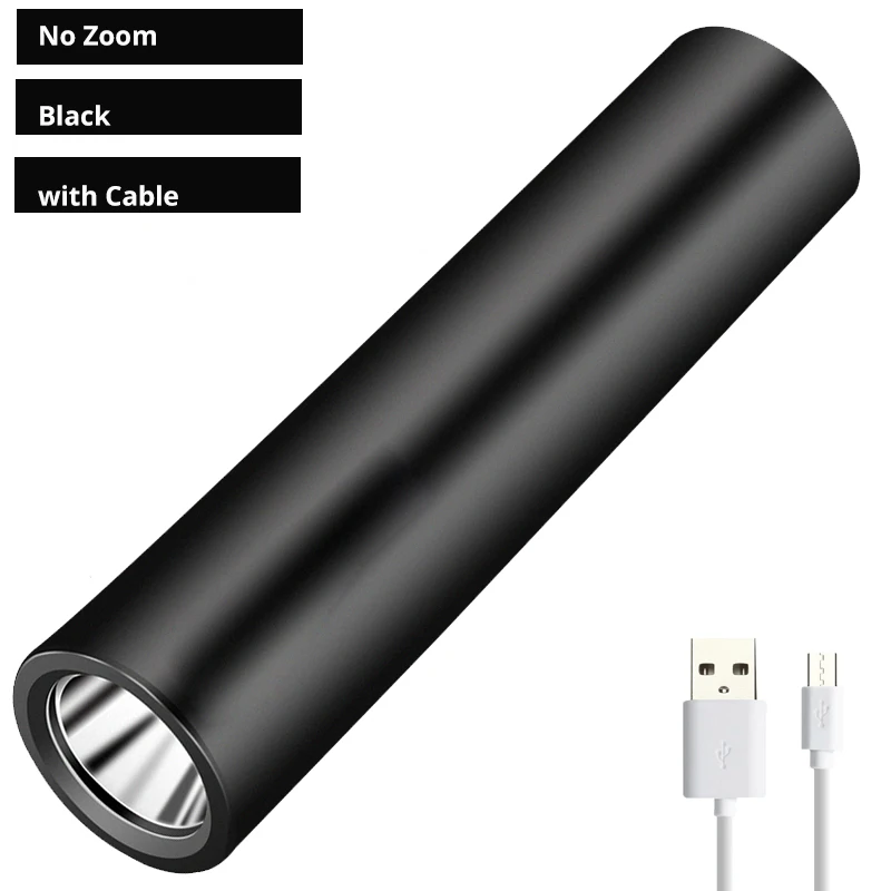 No Zoom Torch 600 мАч USB Перезаряжаемый Мини светодиодный фонарик IP4 водонепроницаемый фонарь-фонарик 3 режима стильный портативный костюм для ночного освещения, кемпинга - Испускаемый цвет: No Zoom Torch