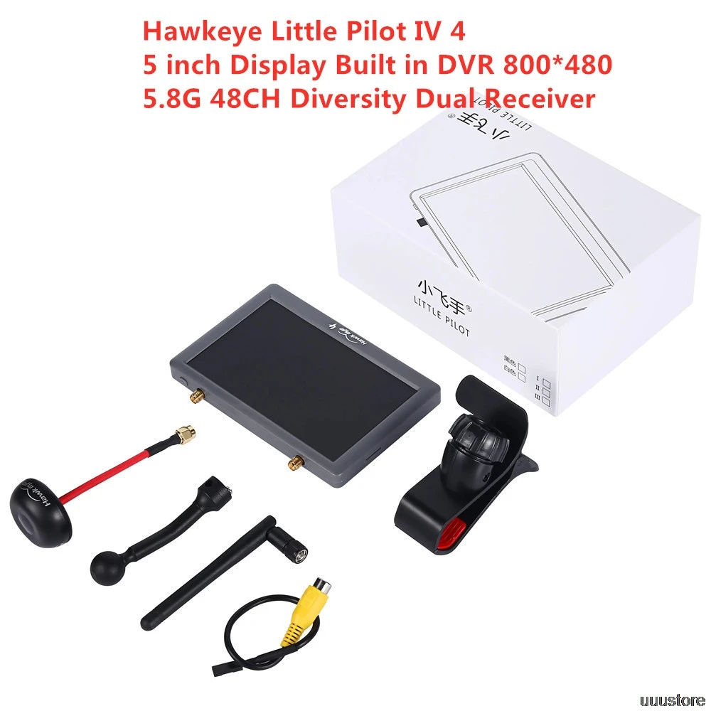 Hawkeye Little Pilot 4 5 Inch 800 480 Fpv Monitor Built In 5 8g 48ch Dvr Diversity Dual Receiver For Rc Racing Drone Airplane Parts Accessories Aliexpress