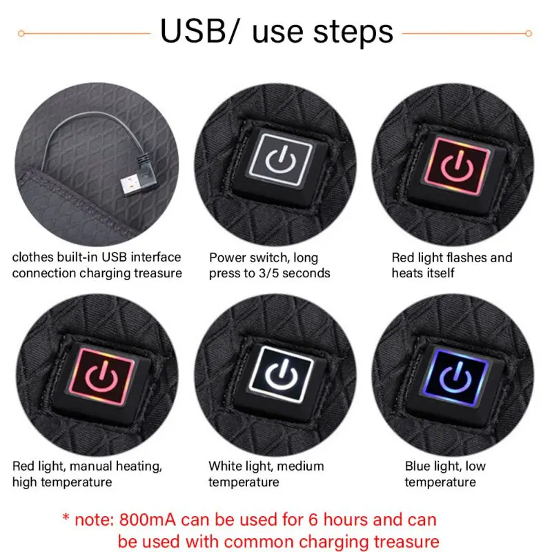 Открытый V воротник умный жилет с подогревом USB Инфракрасный нагревательный жакет на молнии теплая одежда открытый инструмент