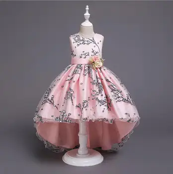

Teenage Girls Flower Dresses Host Performance Dress Kids Clothing 4-14Year