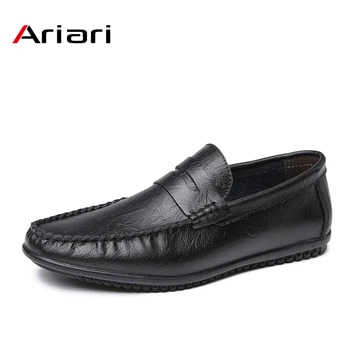 

Men Loafers Shoes Casual Spring Summer Soft Split Leather Man Flats Moccasins Breathable Slip On Driving Shoes Big Size 37-46