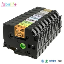 Labelife, 1 шт., 12 мм, матовые бумажные ленты TZe MQP35 TZe M31, белые, ягодно-розовые, совместимые с Brother PTouch, для изготовления этикеток, PT-D210