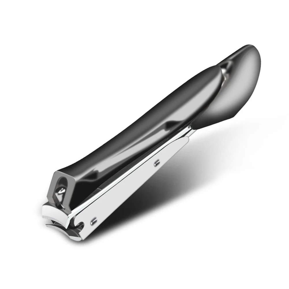 black Portable Anti-slip Anti-Splash Stainless Steel Nail Clippers Nail Cutter Fingernail Trimmers Manicure Accessories - Цвет: black