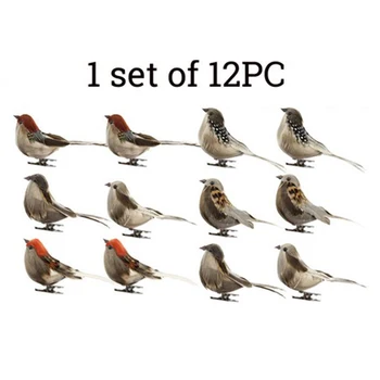 

12 PCS Simulation Birds Colorful Doves Artificial Lawn Tree Mini Fake Animal Figurine Home Decor Miniature Fairy Garden Decor